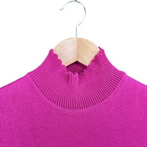 St John Sport Essentials Marie Gray Pink Wool Mock Neck Sleeveless Top Petite P